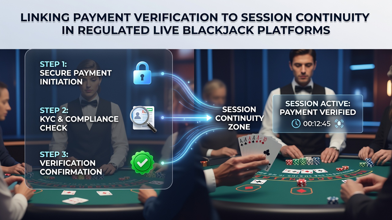 Darstellung der Integration von Zahlungsverifizierung in Live-Blackjack-Sitzungen auf regulierten Plattformen