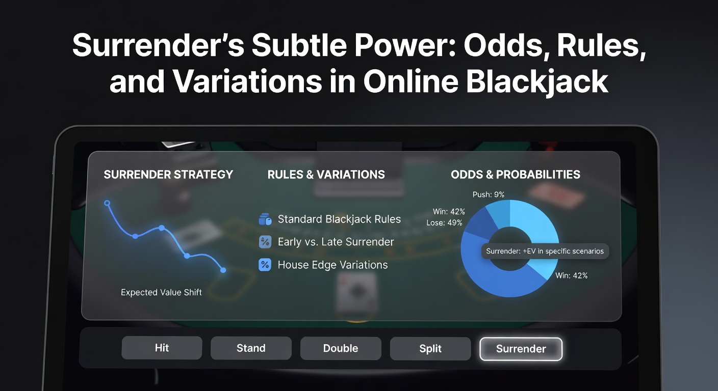 Detaillierte Basic-Strategy-Tabelle mit Surrender-Optionen für verschiedene Hände gegen Dealer-Karten