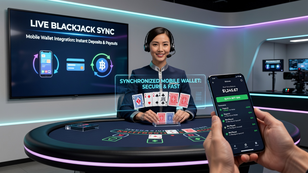 Mobile Wallet-Schnittstelle während einer Live-Blackjack-Session