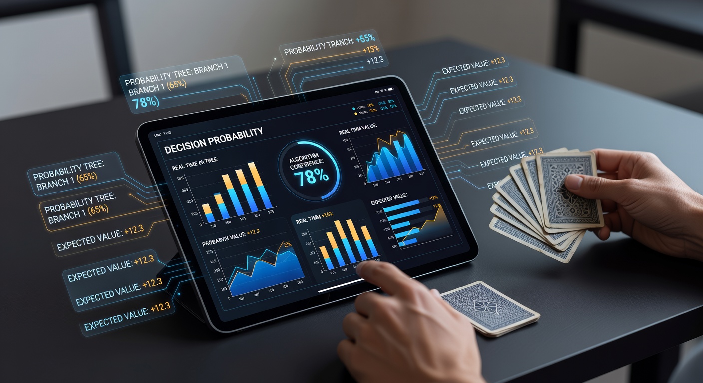 Mobile Blackjack-App mit optimierter Benutzeroberfläche und Wahrscheinlichkeitsanzeigen auf einem Smartphone-Display